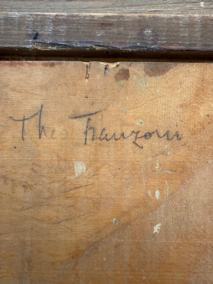Fleurs de Chardons , huile/toile des années "60" bien encadrée: de Th. Franzoni , Galerie Cardo-photo-3
