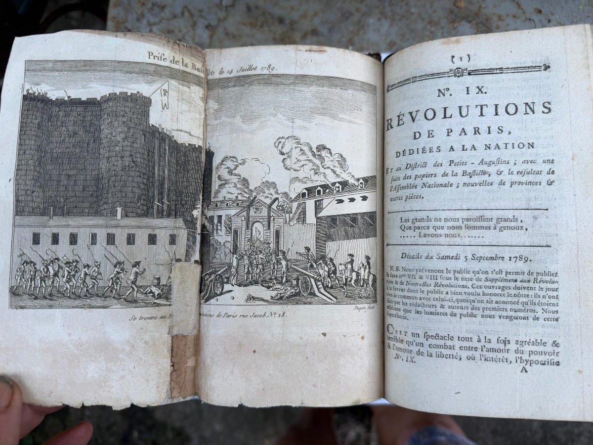 Révolution de Paris dédiée a la Nation ; Journal précis jour par jour 1790/1791 en 10 Vol. In8.-photo-3