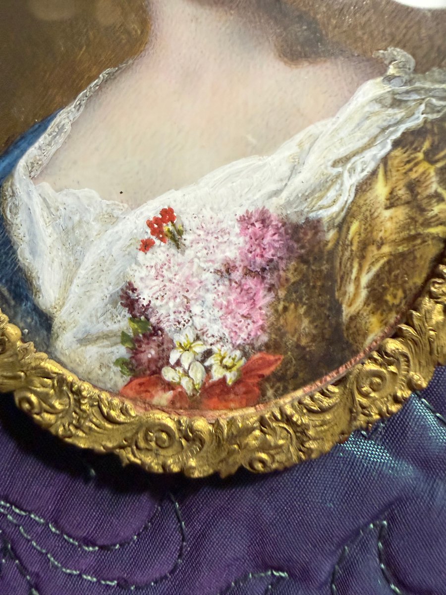 Beau et fin portrait a la miniature sur ivoire XVIIIème d'une Dame de qualité d'époque Louis XV-photo-3
