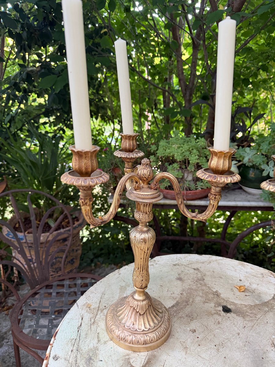 Pair Of 19th Century Transitional Style Bronze Candélabra-photo-4