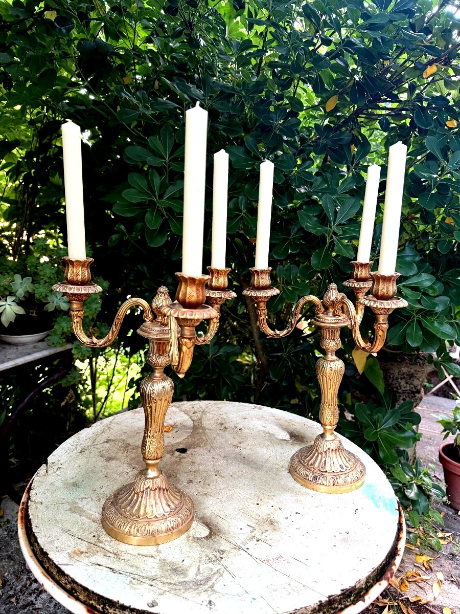 Pair Of 19th Century Transitional Style Bronze Candélabra