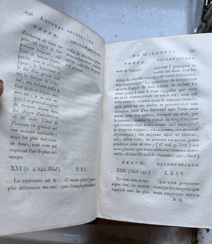 Lettres Originales de Mirabeau , écrite du donjon de Vincennes pendant 1777-78-79&80 , 4 Vol In-photo-2