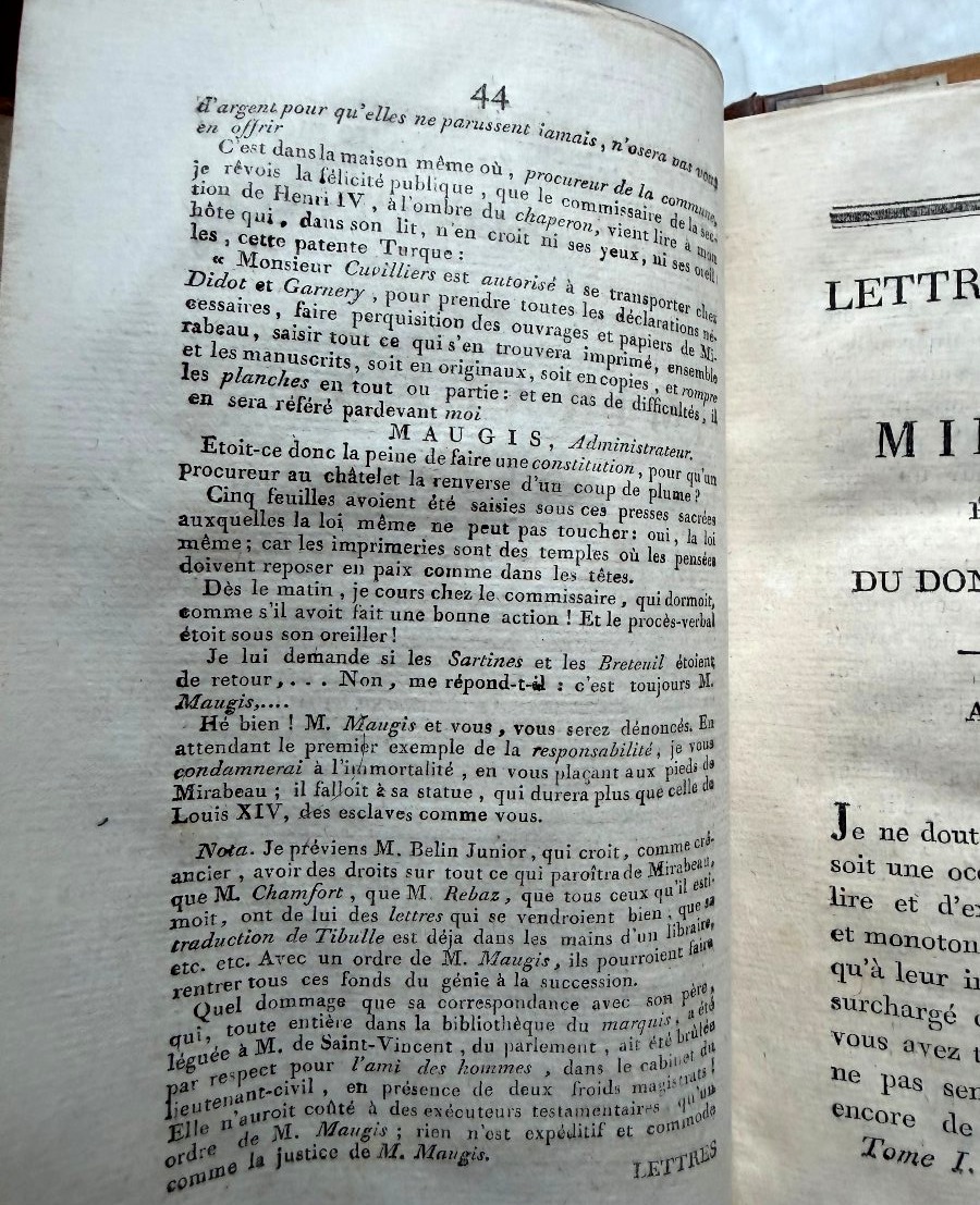 Lettres Originales de Mirabeau , écrite du donjon de Vincennes pendant 1777-78-79&80 , 4 Vol In-photo-6