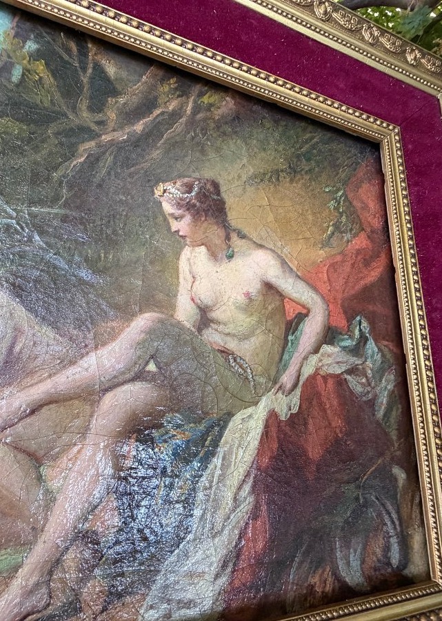 A Beautiful Framed Painting Of "diane Au Bain"-photo-4