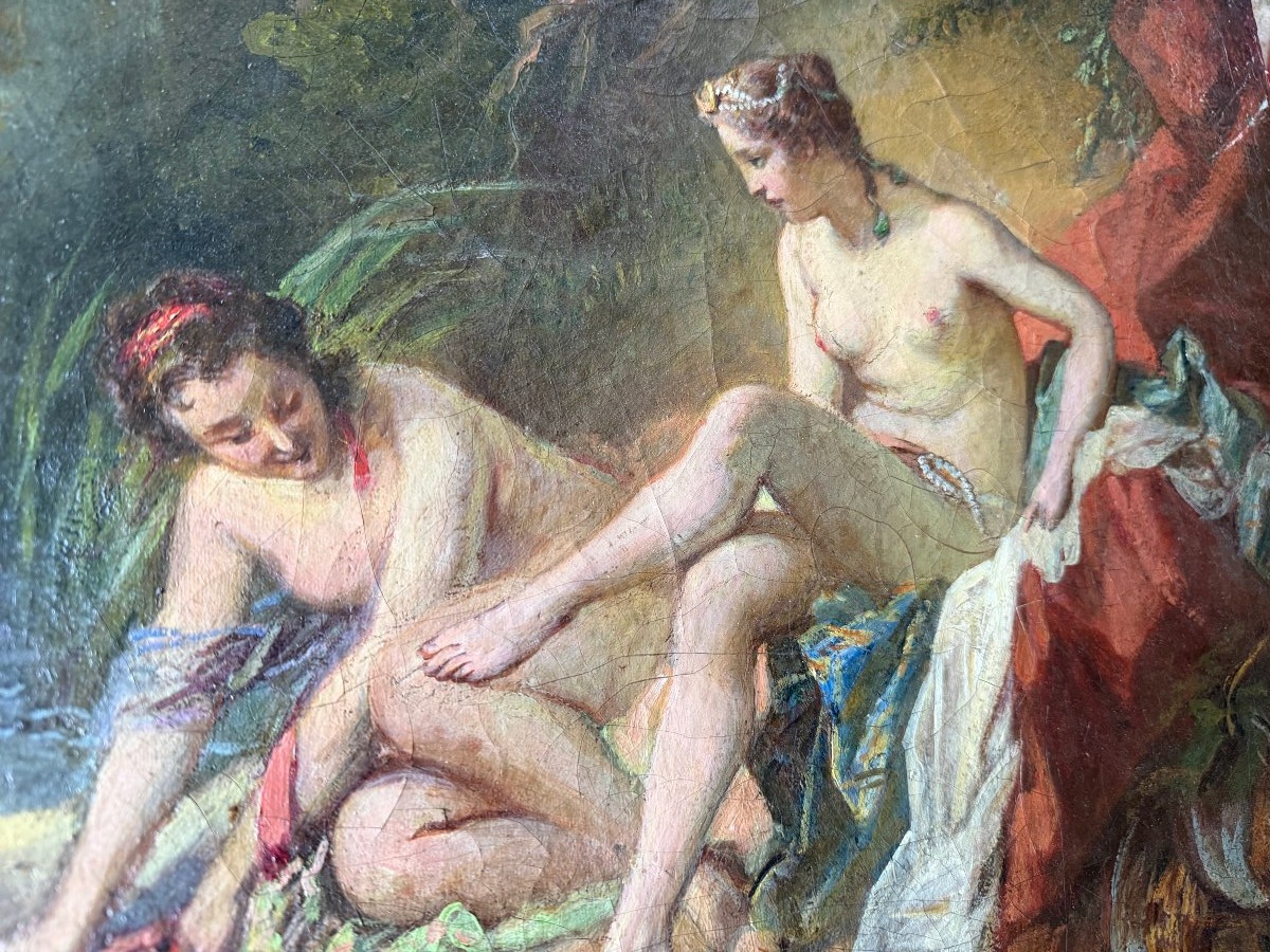 A Beautiful Framed Painting Of "diane Au Bain"-photo-5
