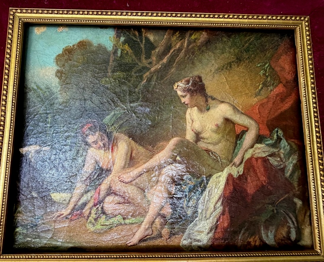 A Beautiful Framed Painting Of "diane Au Bain"-photo-6