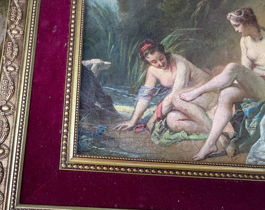 A Beautiful Framed Painting Of "diane Au Bain"-photo-7