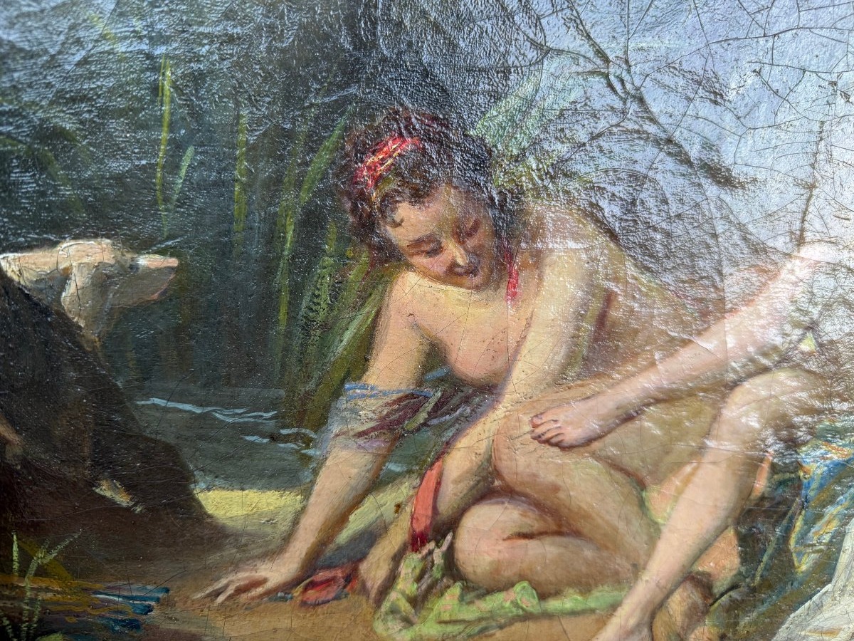 A Beautiful Framed Painting Of "diane Au Bain"-photo-8