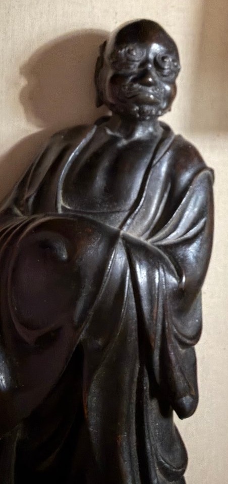  Rare Bodhidharma debout dans son habit de moine , bronze XVIIIème a la cire perdue Chinois-photo-4