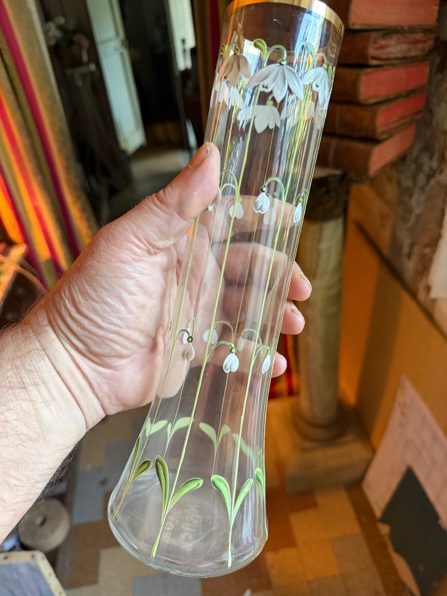 Vase Dam Art Nouveau  émail-photo-8