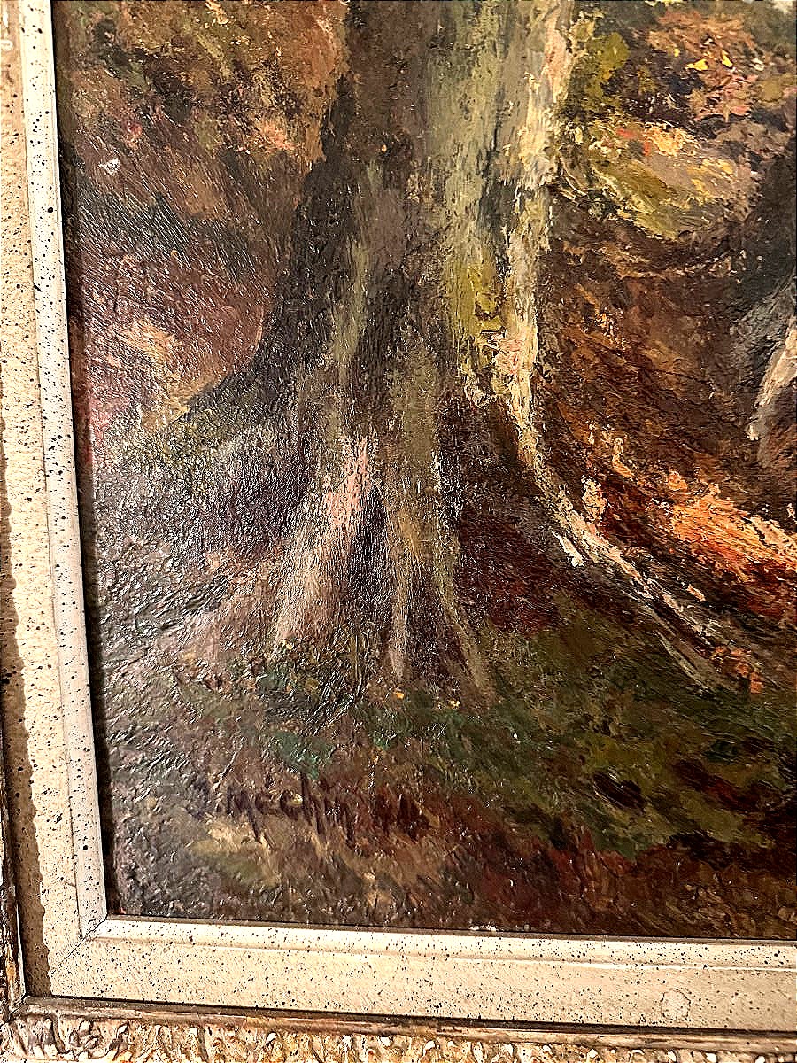 Oil On Canvas, Nicely Framed; Edge Of The Woods; Signed By Jacques Méchin, 1948, Brussels-photo-4