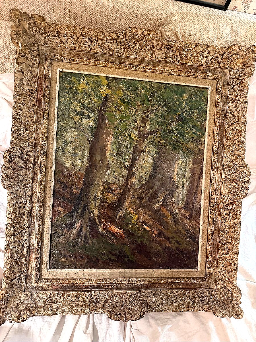Oil On Canvas, Nicely Framed; Edge Of The Woods; Signed By Jacques Méchin, 1948, Brussels-photo-1