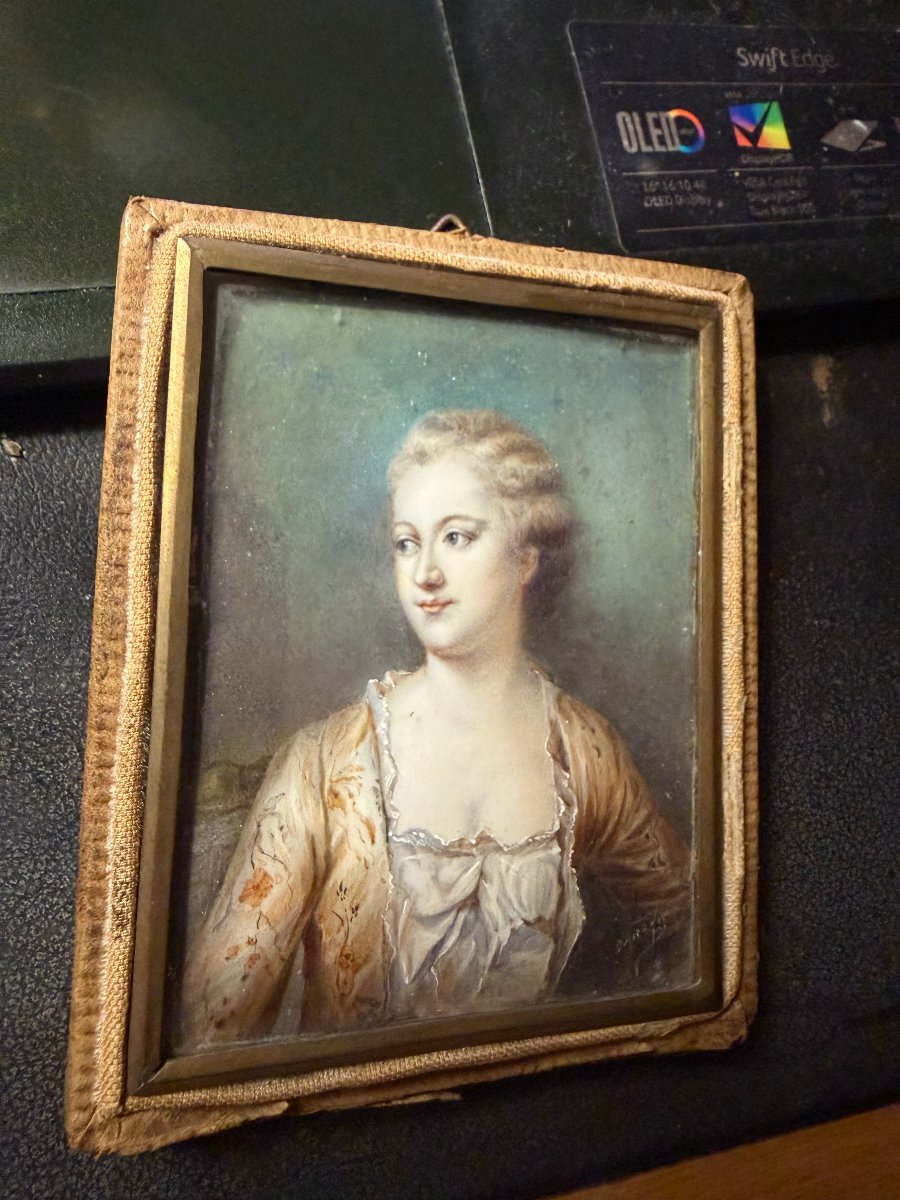  Miniature On Ivory Of The Young Jeanne Antoinette Poisson, The Future Madame De Pompadour, 18th Century-photo-1