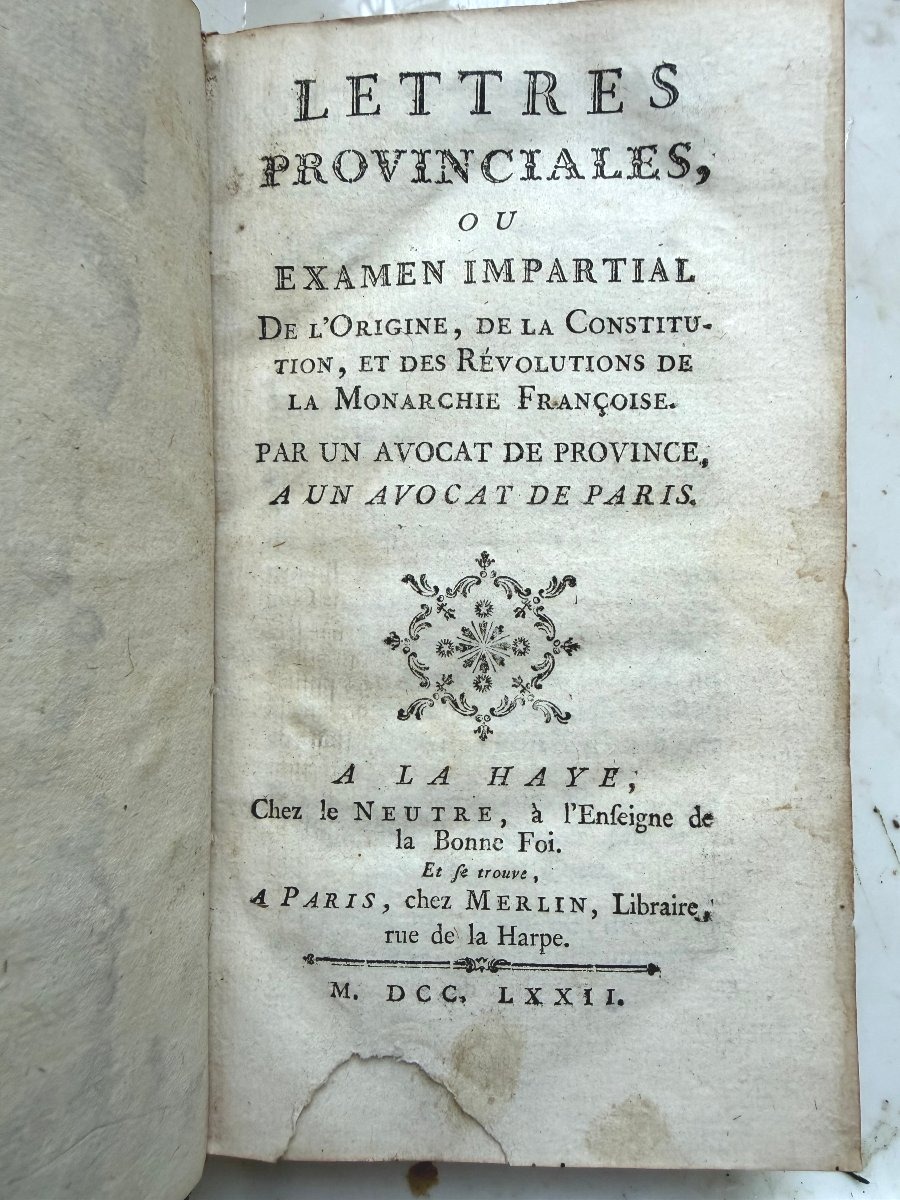Lettres Provinciales,ou examen impartial de l'Origine de la Constitution , et des Révolutions..