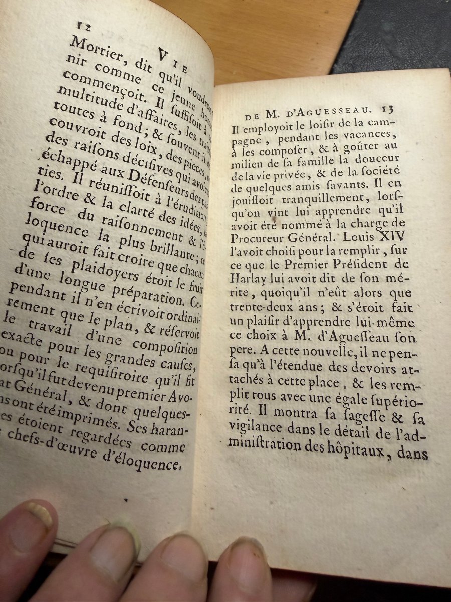 1 Vol.In12.  Discours de Monsieur le Chancelier d'Aguesseau . A Paris ,M.DCC.LXX III. Bel Expl.-photo-5