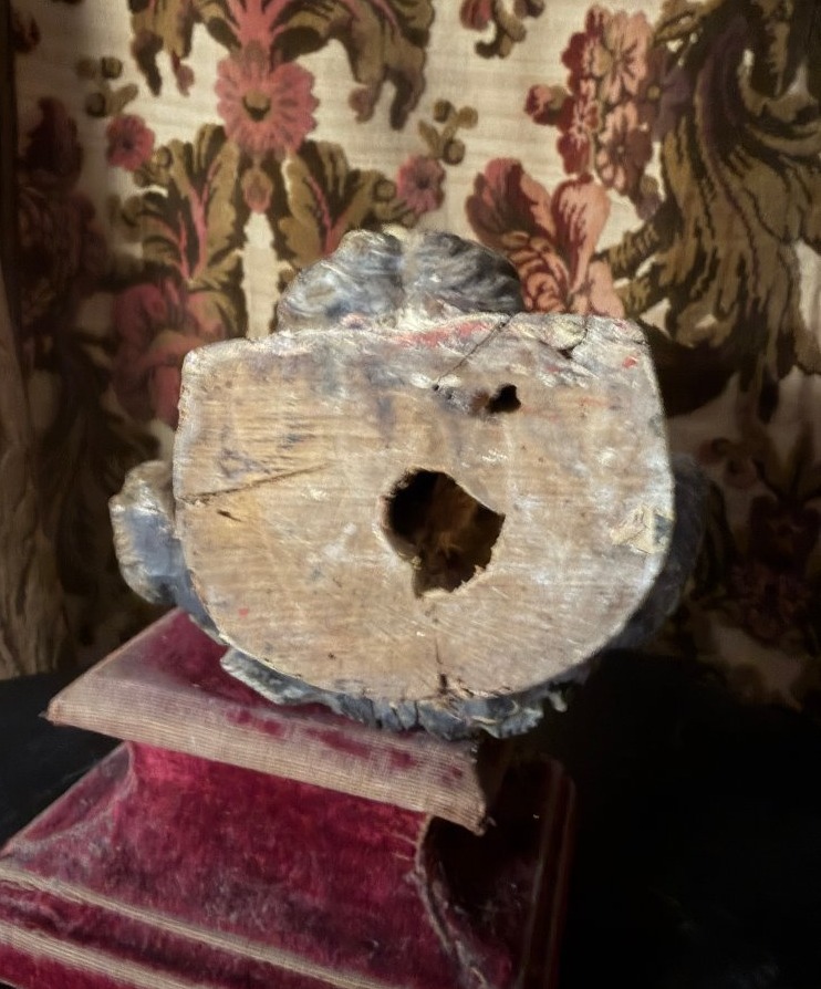 Généreuse belle tête de Christ en bois sculpté polychromé yeux de sulfure du XVIIIème Française-photo-7