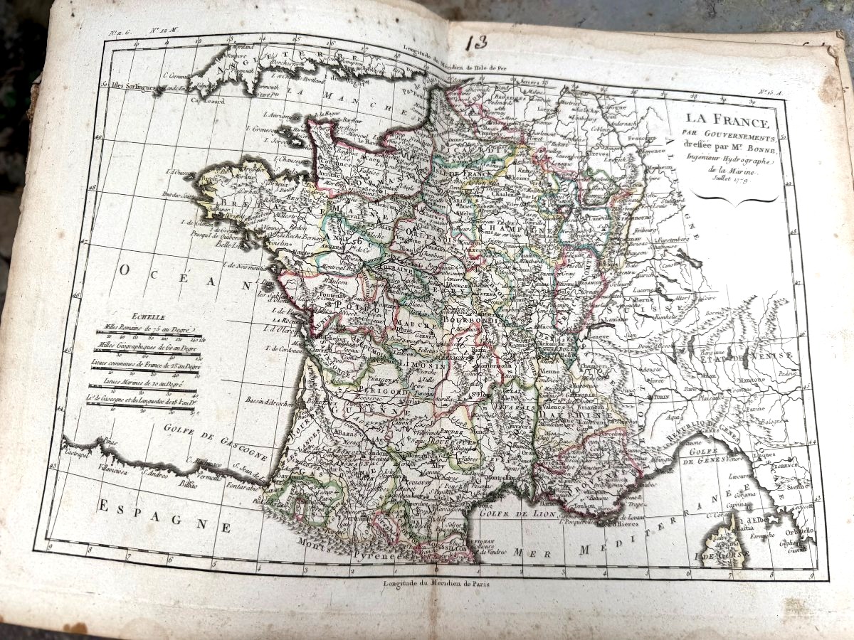 A Remarkable Set Of 60 Colorful Fold-out Maps From 1780 To 1790 By M. Bonne, Vol. I, In4-photo-4