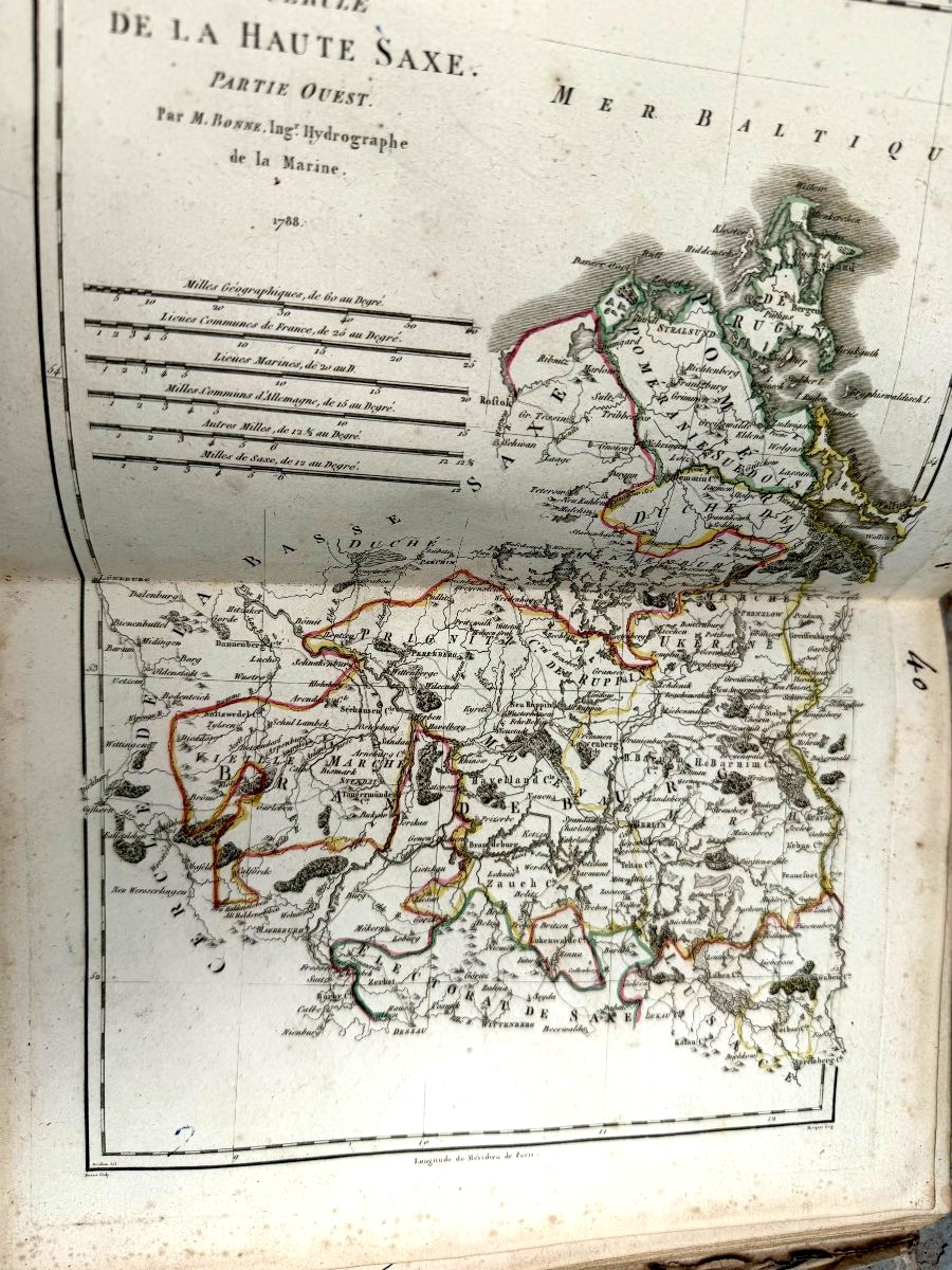 A Remarkable Set Of 60 Colorful Fold-out Maps From 1780 To 1790 By M. Bonne, Vol. I, In4-photo-2