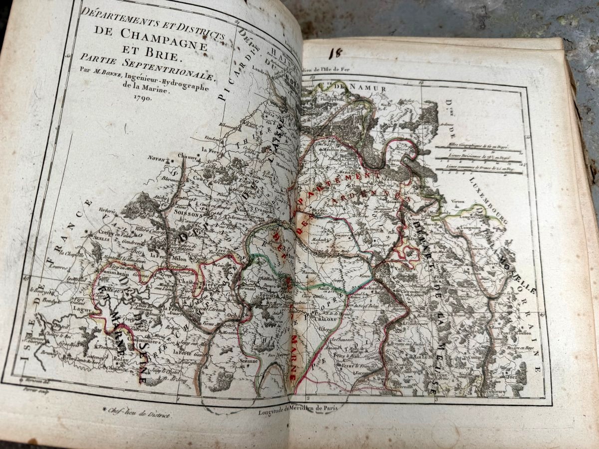 A Remarkable Set Of 60 Colorful Fold-out Maps From 1780 To 1790 By M. Bonne, Vol. I, In4-photo-3