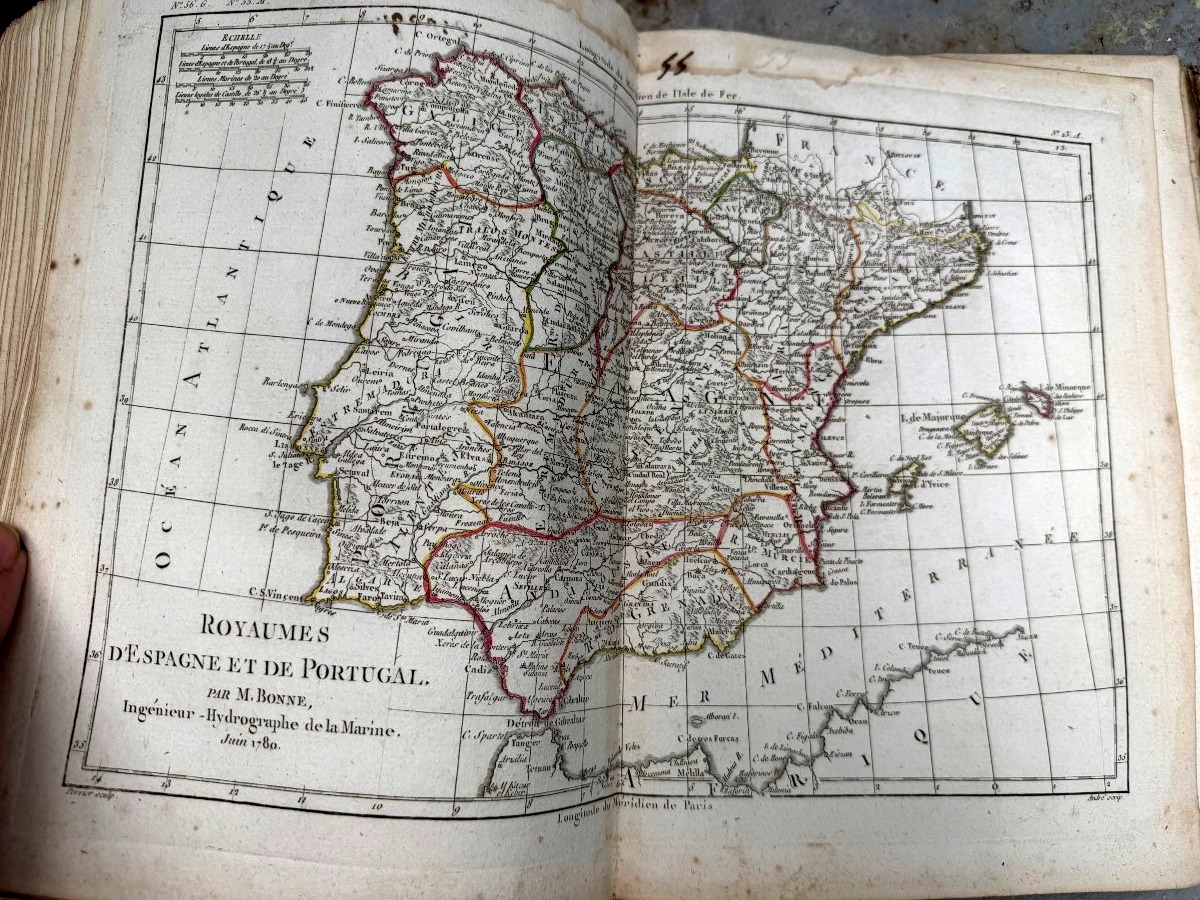 A Remarkable Set Of 60 Colorful Fold-out Maps From 1780 To 1790 By M. Bonne, Vol. I, In4-photo-6