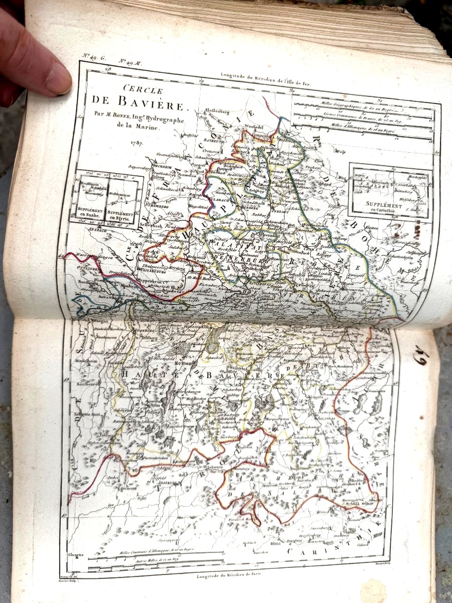 A Remarkable Set Of 60 Colorful Fold-out Maps From 1780 To 1790 By M. Bonne, Vol. I, In4-photo-7