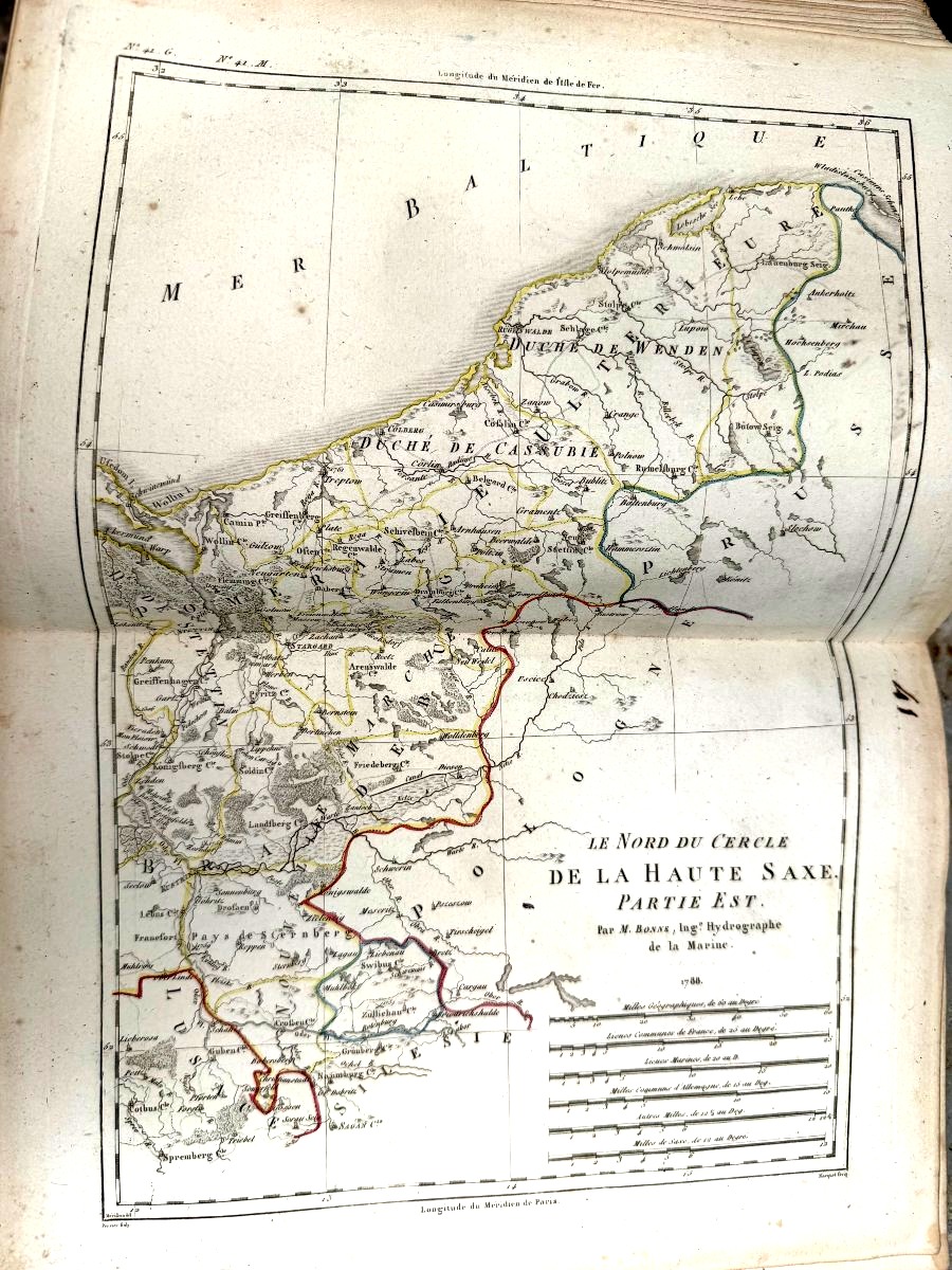 A Remarkable Set Of 60 Colorful Fold-out Maps From 1780 To 1790 By M. Bonne, Vol. I, In4-photo-8