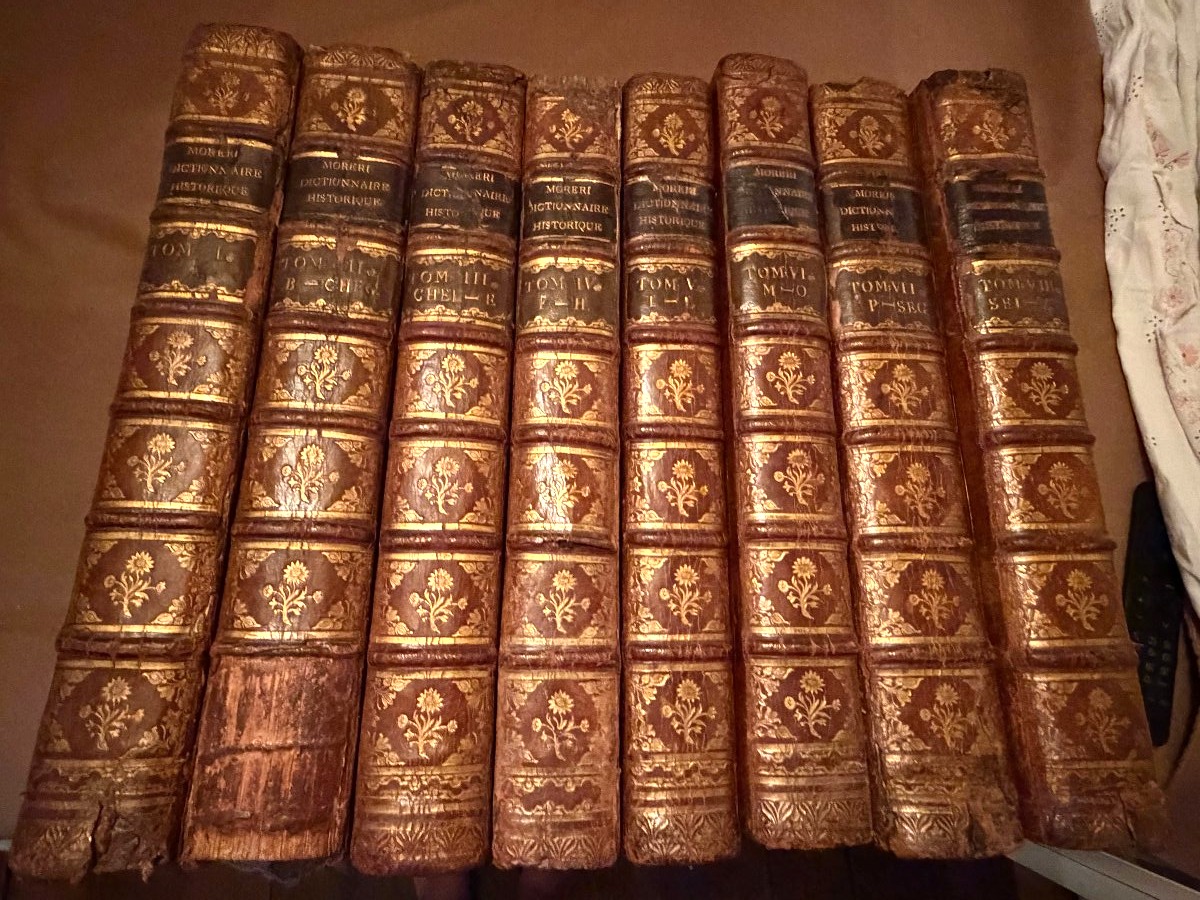 Unique exemplaire Gd In-folio , veau glacé du Grand Dictionnaire de Moréri au Chiffre "M-A" Imp-photo-3