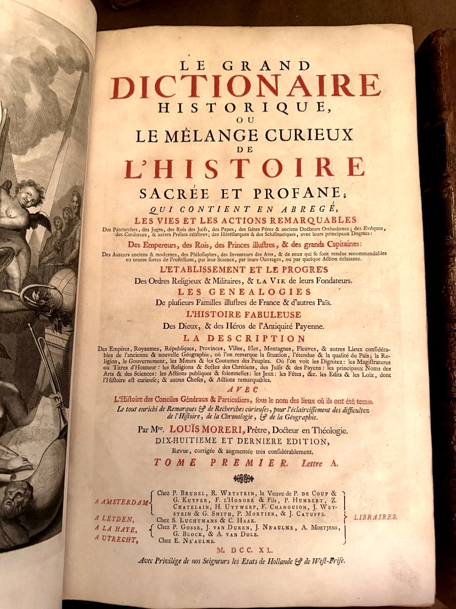 Unique exemplaire Gd In-folio , veau glacé du Grand Dictionnaire de Moréri au Chiffre "M-A" Imp-photo-4