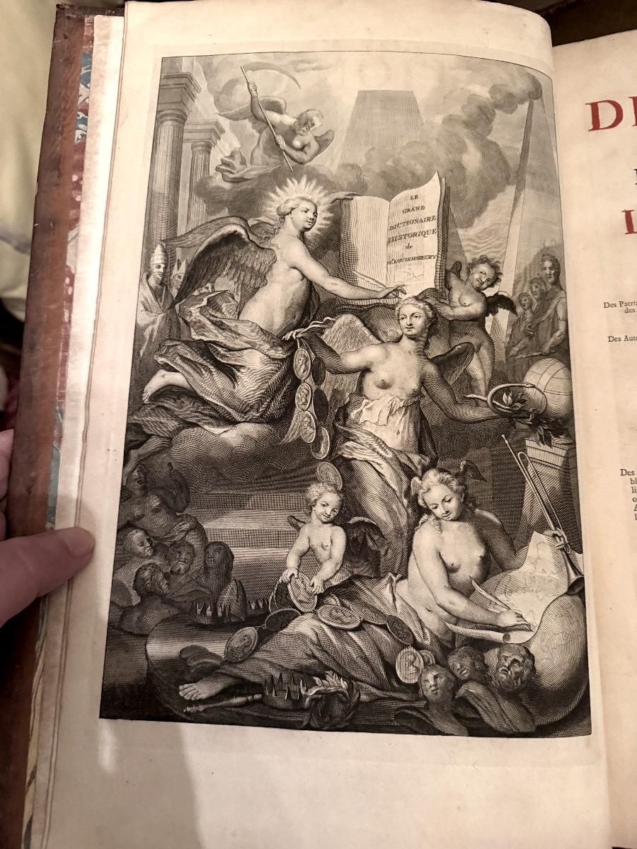 Unique exemplaire Gd In-folio , veau glacé du Grand Dictionnaire de Moréri au Chiffre "M-A" Imp-photo-1