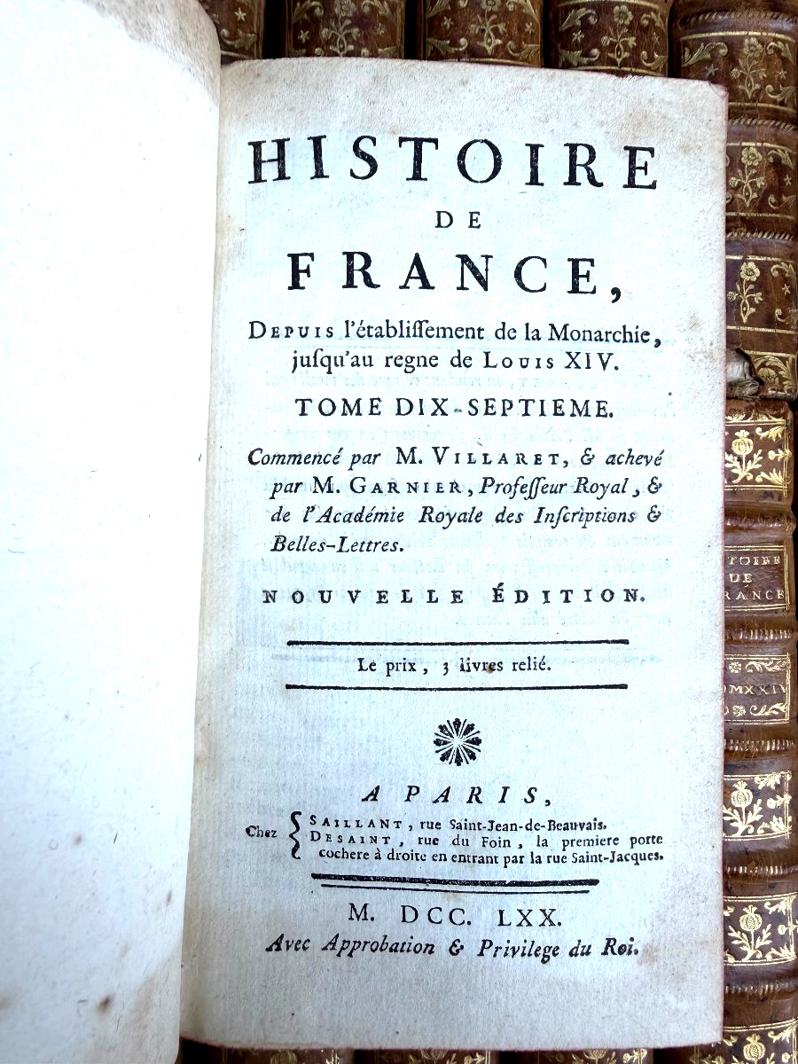 Serie complète de" l'Histoire de France de Velly , Villaret et Garnier" 30 Vol In 12 , XVIIIème-photo-3