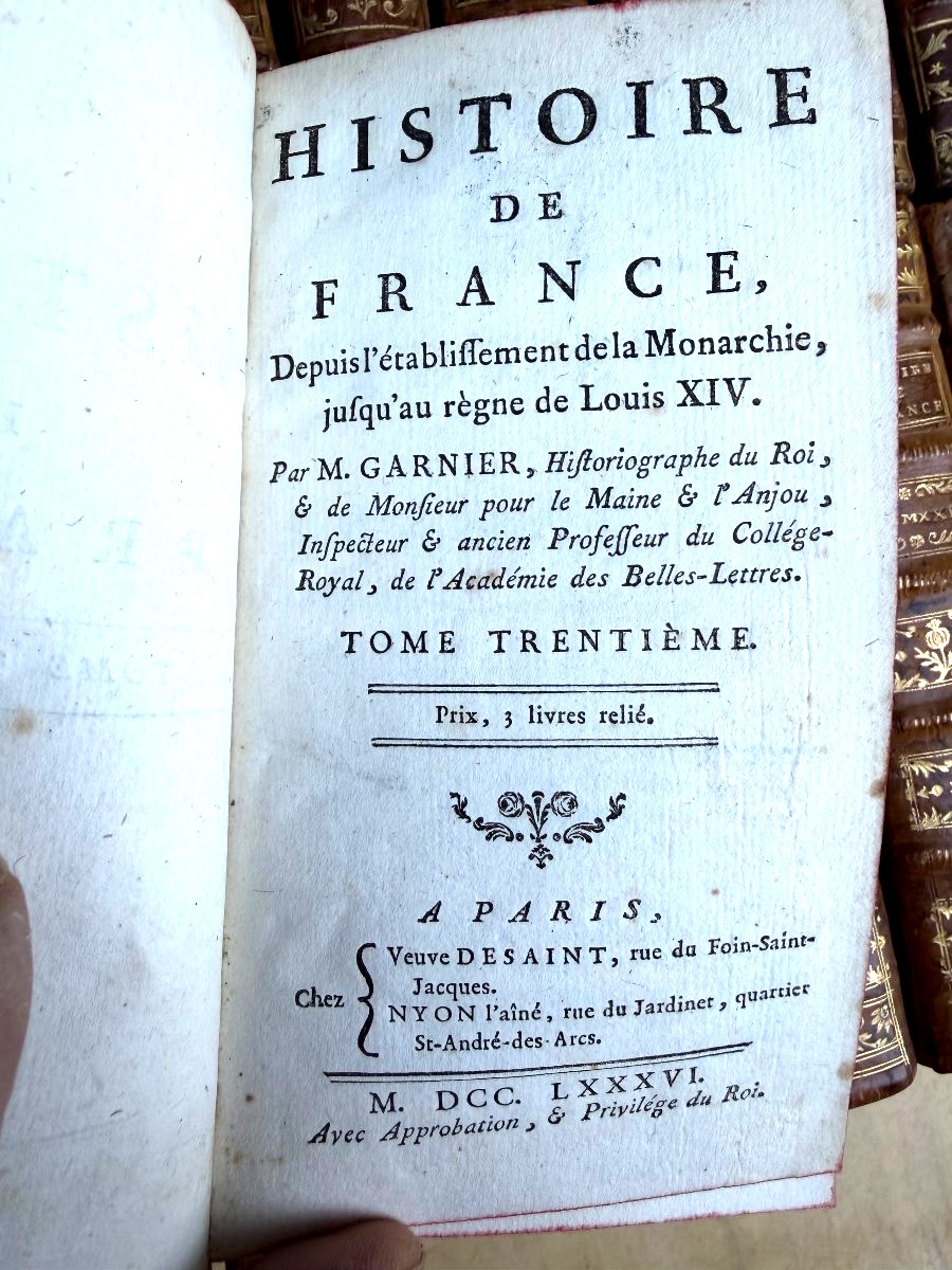 Serie complète de" l'Histoire de France de Velly , Villaret et Garnier" 30 Vol In 12 , XVIIIème-photo-6