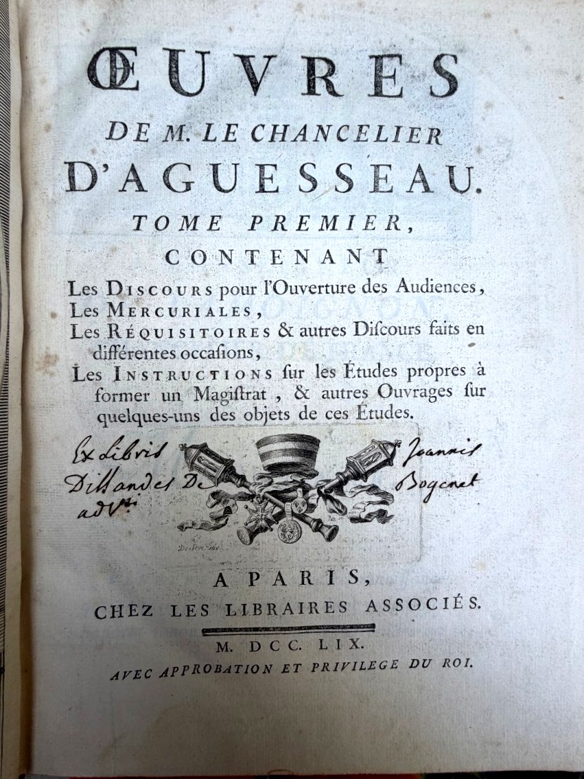Bel ensemble en 12 vol. In. 4 " Oeuvres de M. Le Chancelier d'Aguesseau . A Paris 1759-photo-3