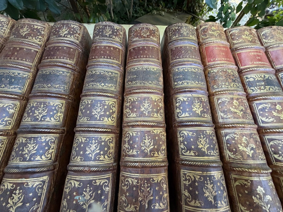 Bel ensemble en 12 vol. In. 4 " Oeuvres de M. Le Chancelier d'Aguesseau . A Paris 1759-photo-4
