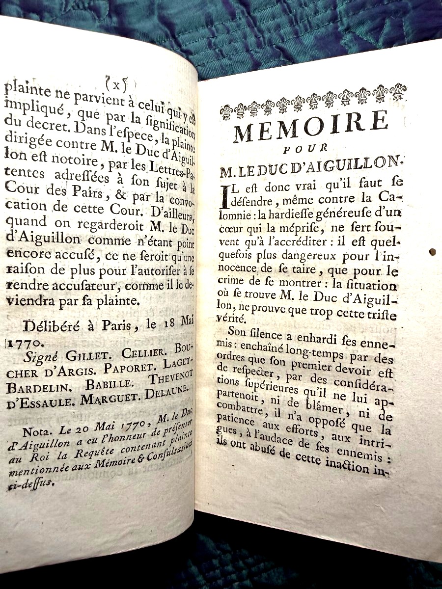  rare : 1 Vol.In 12 . A Paris 1770 ;"Mémoires pour M. le Duc d'Aiguillon" (affaire de Bretagne)-photo-4