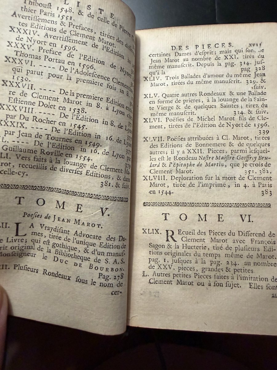 The Best Definitive Edition Of The Works Of Clément Marot, In 6 Vol.in12, Published In The Hague In 1731-photo-6