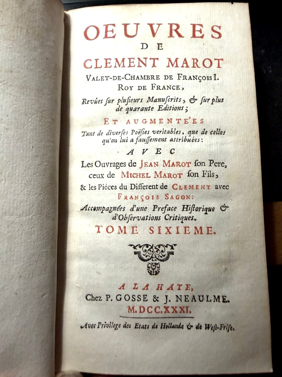 The Best Definitive Edition Of The Works Of Clément Marot, In 6 Vol.in12, Published In The Hague In 1731-photo-8