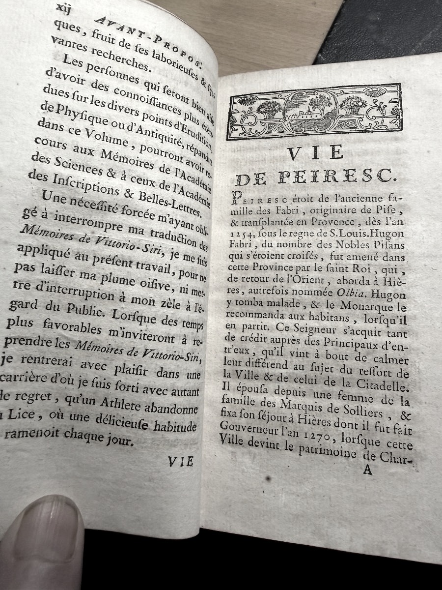 Vie de Nicolas-Claude Peiresc , Conseiller au Parlement de Provence , I Vol.In12 , a Paris 1770-photo-6