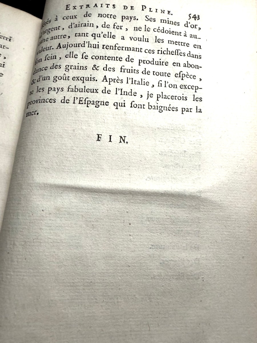 Précieux exemplaire In8. des "Morceaux extraits de l'Histoire Naturelle" de Pline . Paris 1785.-photo-5
