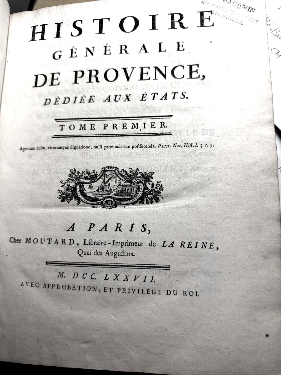  Rare: "general History Of Provence" (by Papon), Paris, 1777, Complete In 4 Vols., In-4-photo-2