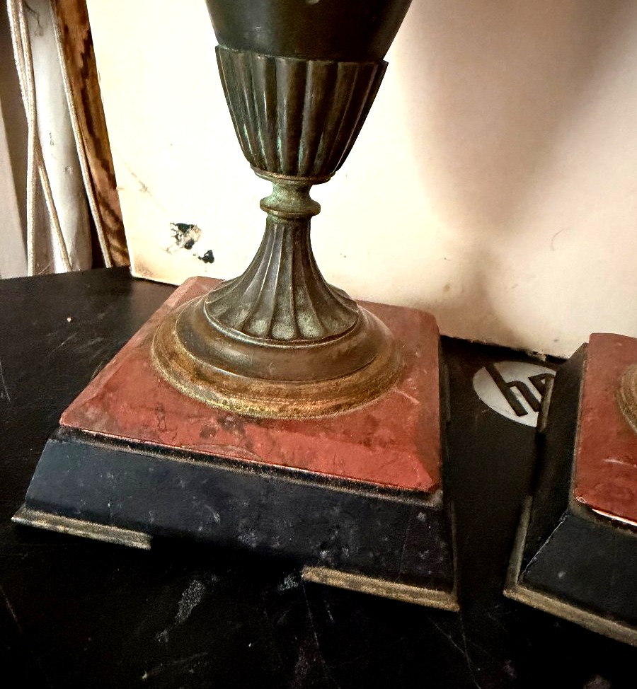 Pair Of Tall 19th Century Cardles Ticks With Antique Style Motifs-photo-3