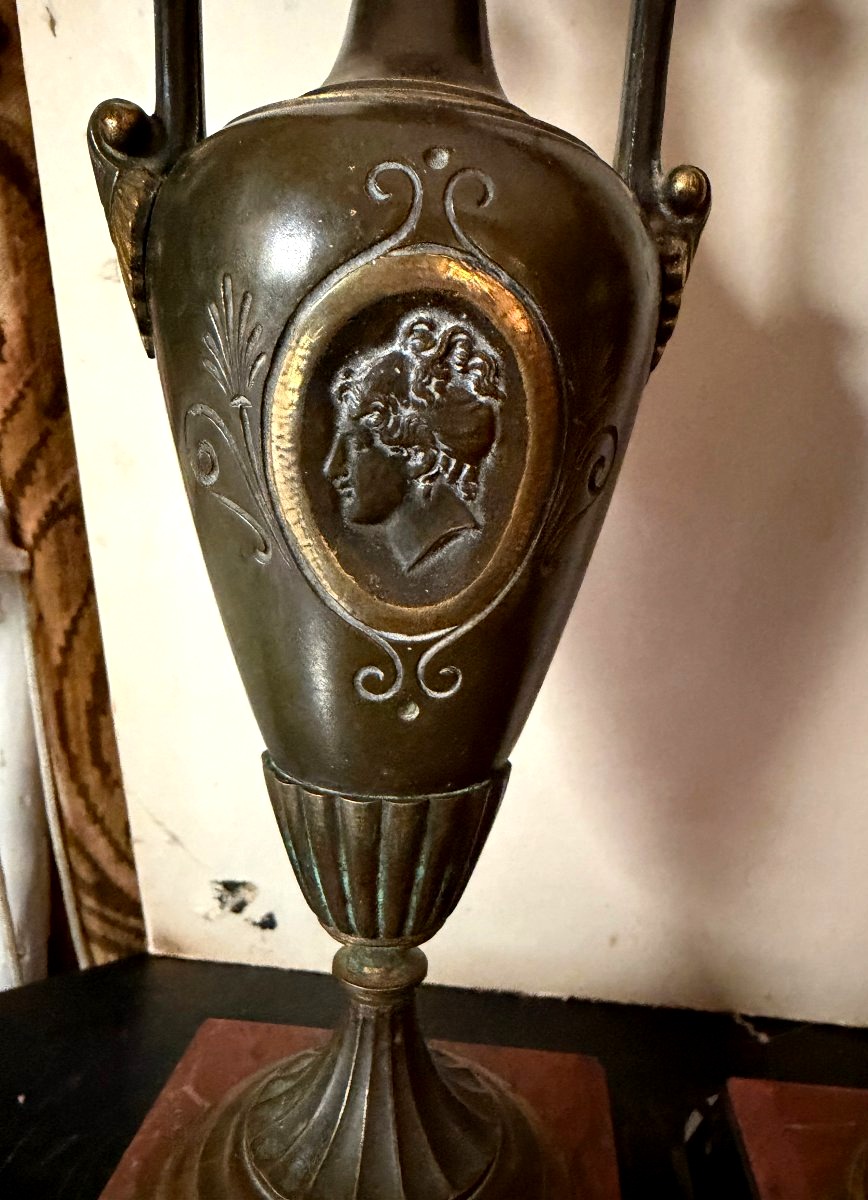Pair Of Tall 19th Century Cardles Ticks With Antique Style Motifs-photo-5