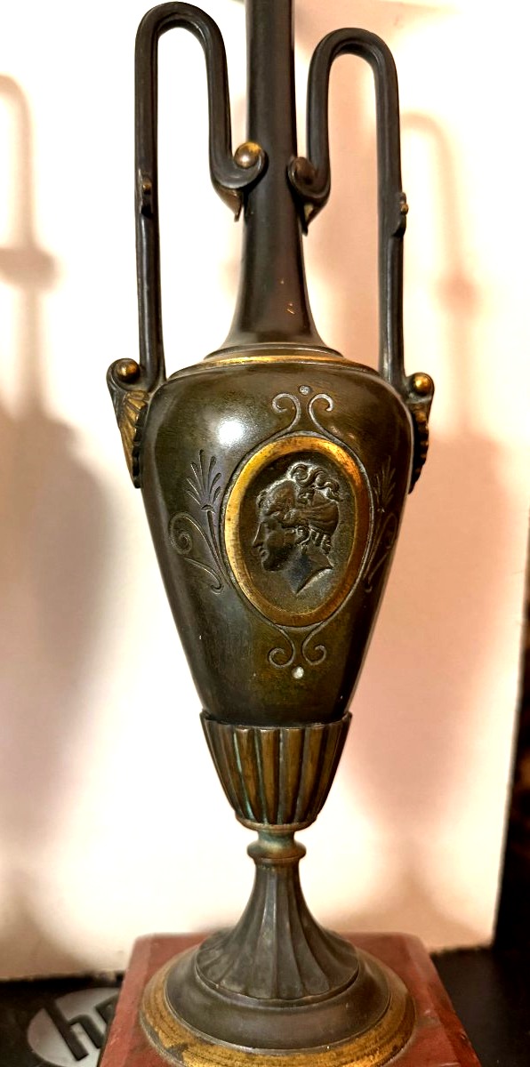Pair Of Tall 19th Century Cardles Ticks With Antique Style Motifs-photo-3