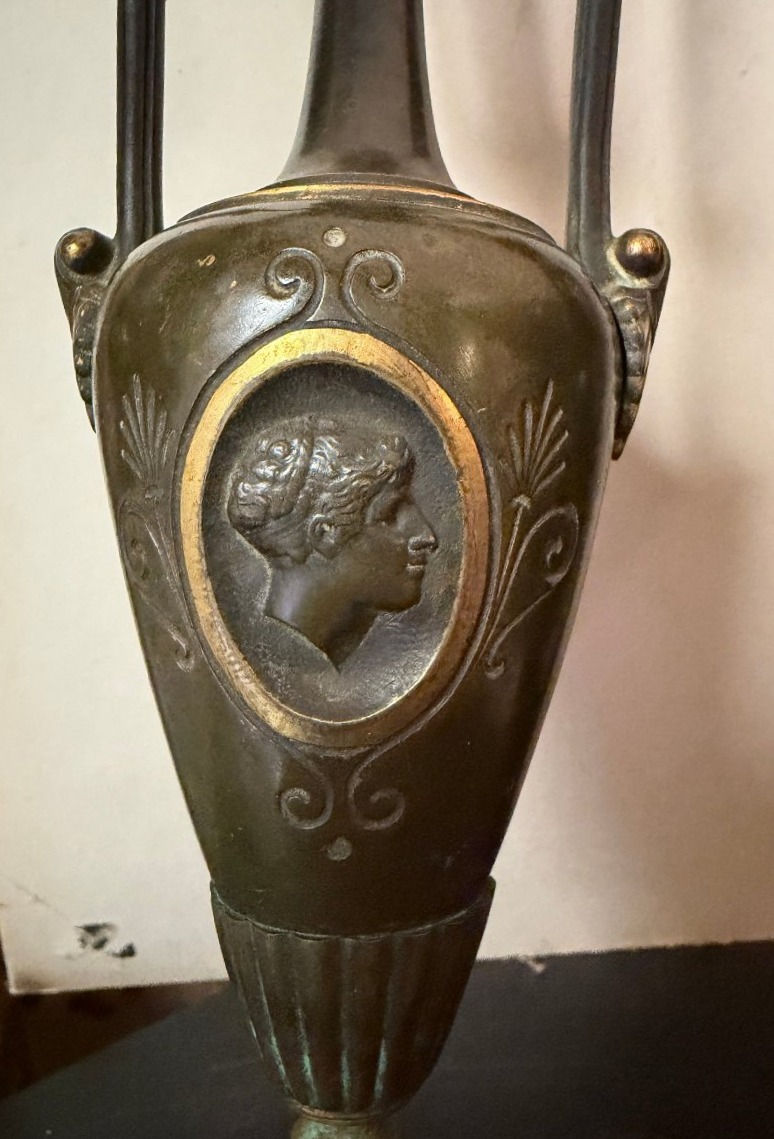 Pair Of Tall 19th Century Cardles Ticks With Antique Style Motifs