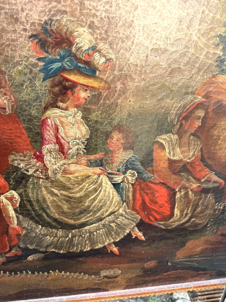 Charming 18th-century Louis XVI Trumeau, "la Mère, Center Of The Home," Framed With A Beaded Gilded And Pewter Molding-photo-5