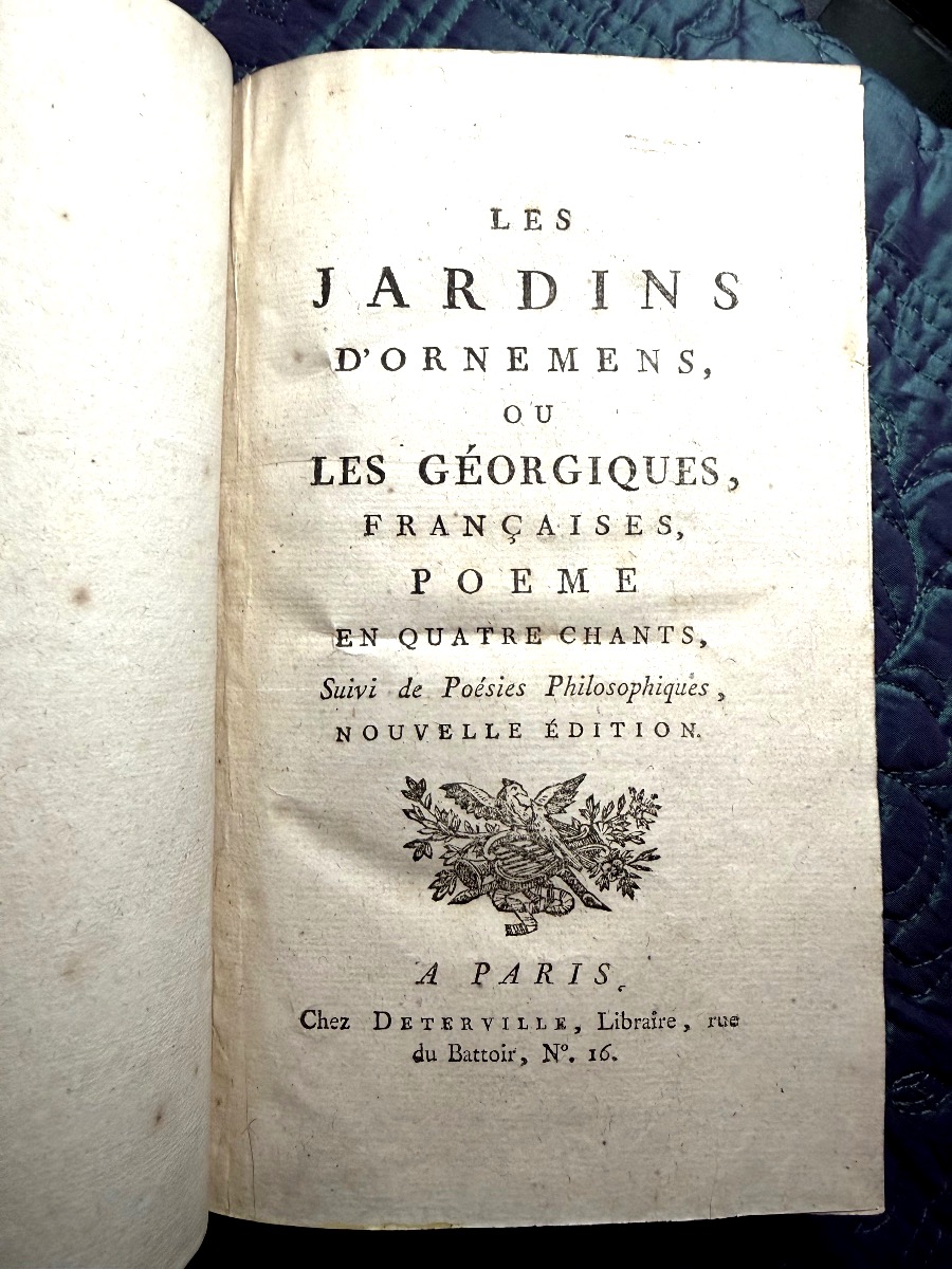 De la Bibliothèque du Roi Louis XVI "Les Jardins d'Ornemens" maroquin rouge frappé de ses Armes-photo-1