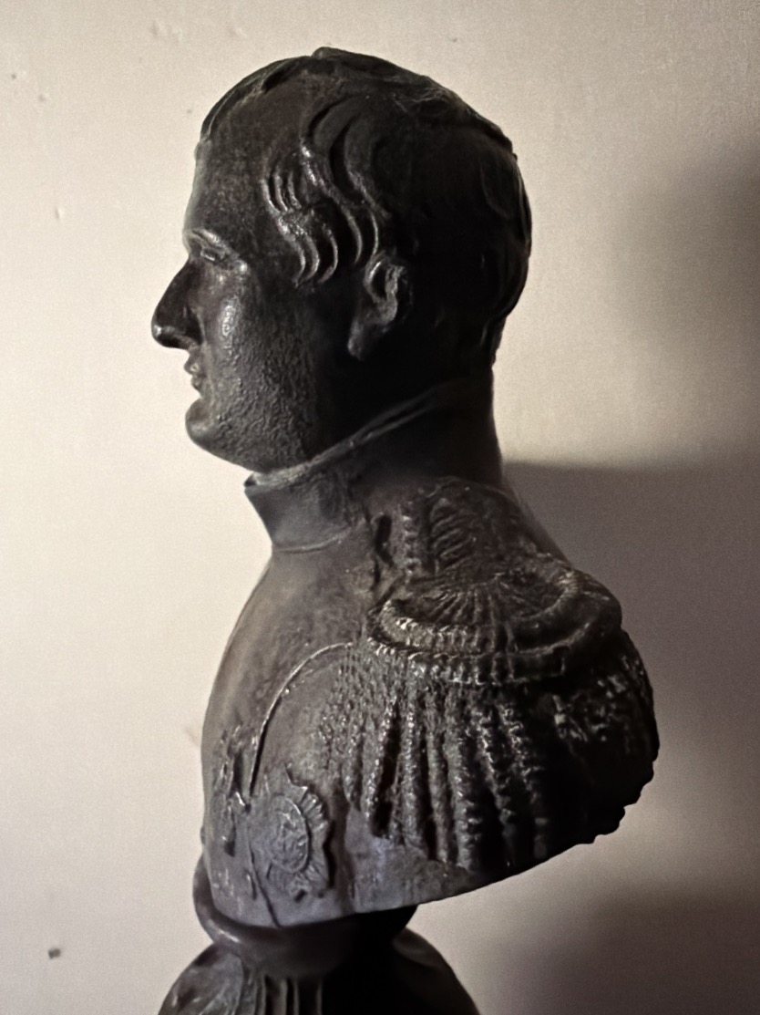 Buste fonte de fer début XIXème du" Général Buonaparte ",sur socle tambour étoilé en serpentine-photo-6