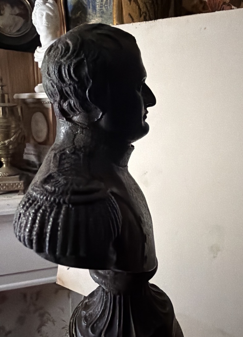 Buste fonte de fer début XIXème du" Général Buonaparte ",sur socle tambour étoilé en serpentine-photo-8