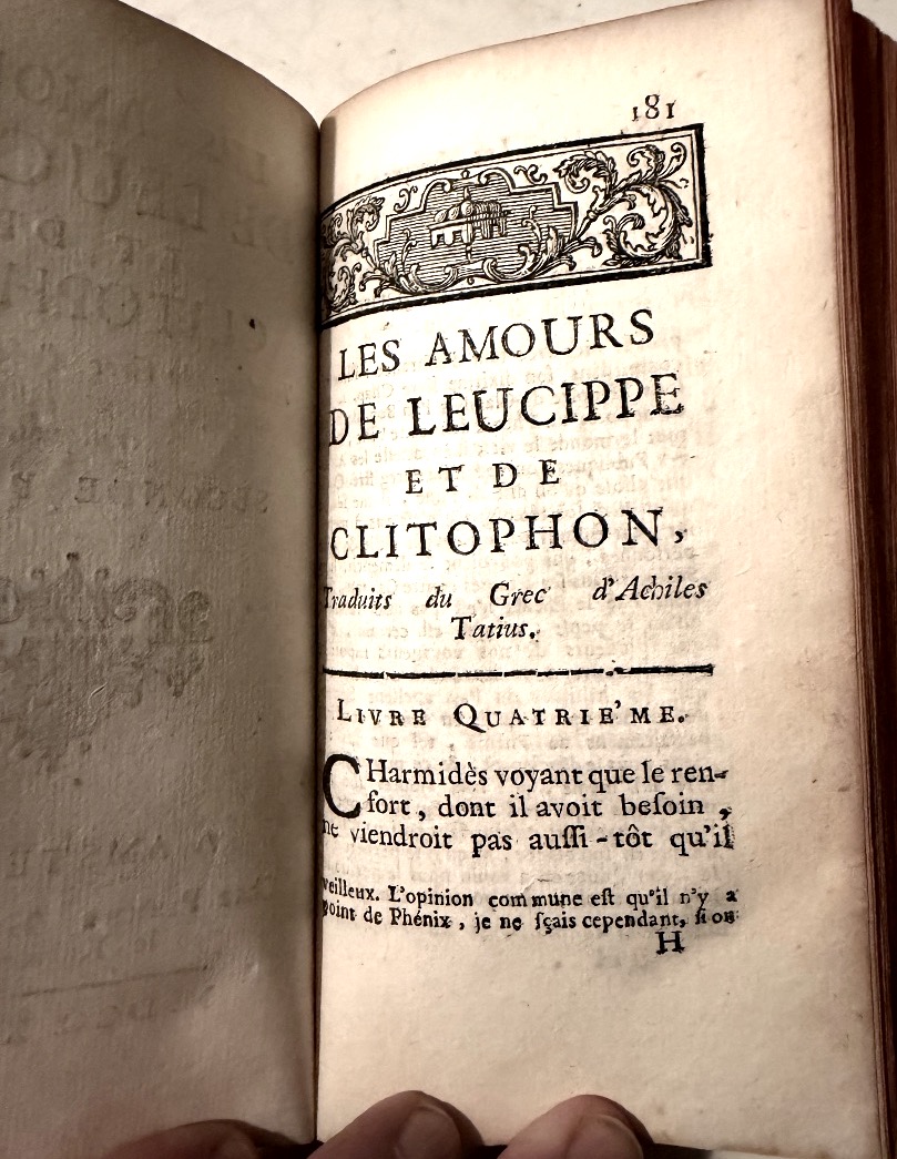  1 Vol. In 12 :"Les Amours de Leucippe et de Clitophon ," trad. du Grec . A  Amsterdam 1733-photo-7