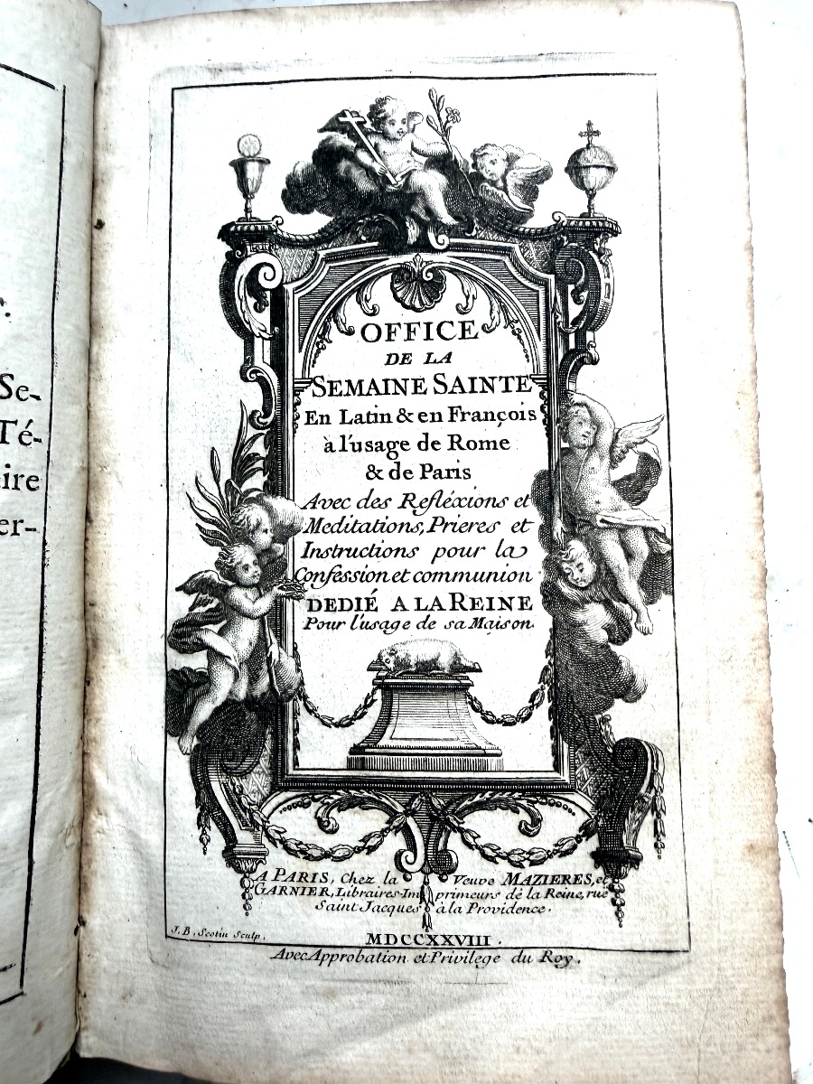 Aux Armes de la Maison de  "Marie Leczinska " Riche reliure en maroquin rouge à la Fanfare 1728-photo-3