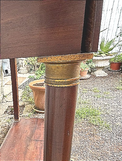 A Simple And Elegant First Empire Console Table In Mahogany Veneer With Column-style Legs And Cherry-red Marble-photo-8